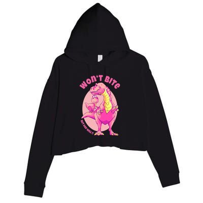 Dinosaur Dino And Daddysaurus Trex Funny Gift Crop Fleece Hoodie