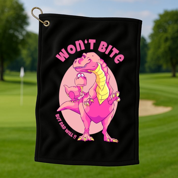 Dinosaur Dino And Daddysaurus Trex Funny Gift Golf Towel
