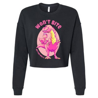 Dinosaur Dino And Daddysaurus Trex Funny Gift Cropped Pullover Crew