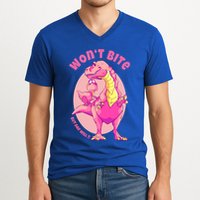 Dinosaur Dino And Daddysaurus Trex Funny Gift V-Neck T-Shirt