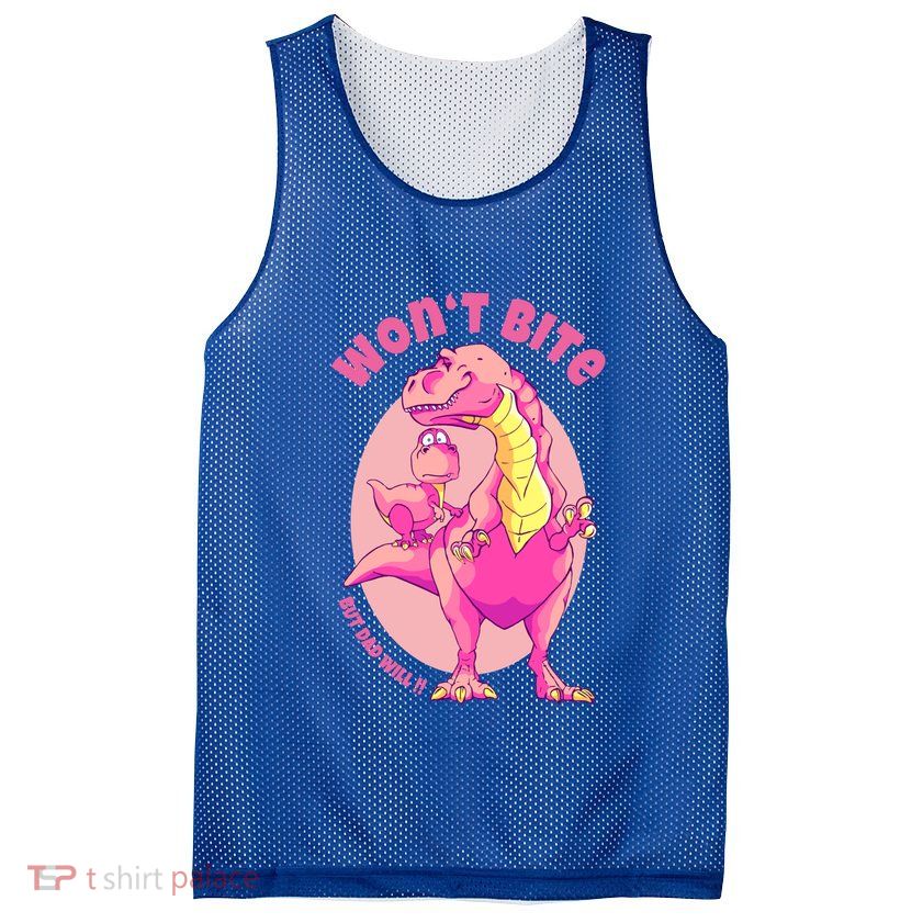 Dinosaur Dino And Daddysaurus Trex Funny Gift Mesh Reversible Basketball Jersey Tank