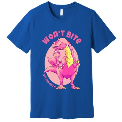 Dinosaur Dino And Daddysaurus Trex Funny Gift Premium T-Shirt