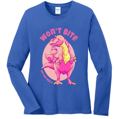 Dinosaur Dino And Daddysaurus Trex Funny Gift Ladies Long Sleeve Shirt