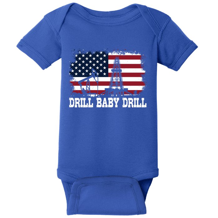 Drill Drill American Flag Oilrig Trump Drill Drill Gift Baby Bodysuit