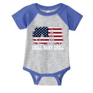 Drill Drill American Flag Oilrig Trump Drill Drill Gift Infant Baby Jersey Bodysuit