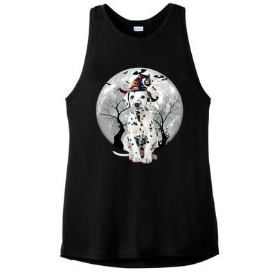 Dalmatian Dog And Moon Halloween Costume Dog Lover Funny Gift Ladies PosiCharge Tri-Blend Wicking Tank