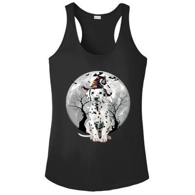 Dalmatian Dog And Moon Halloween Costume Dog Lover Funny Gift Ladies PosiCharge Competitor Racerback Tank