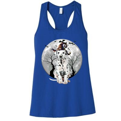 Dalmatian Dog And Moon Halloween Costume Dog Lover Funny Gift Women's Racerback Tank