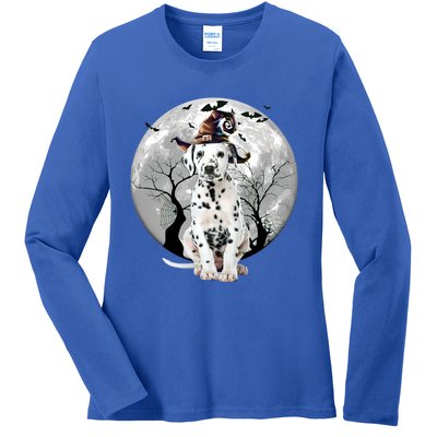 Dalmatian Dog And Moon Halloween Costume Dog Lover Funny Gift Ladies Long Sleeve Shirt