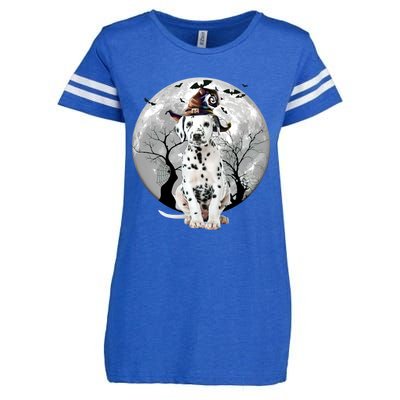 Dalmatian Dog And Moon Halloween Costume Dog Lover Funny Gift Enza Ladies Jersey Football T-Shirt