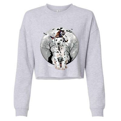 Dalmatian Dog And Moon Halloween Costume Dog Lover Funny Gift Cropped Pullover Crew