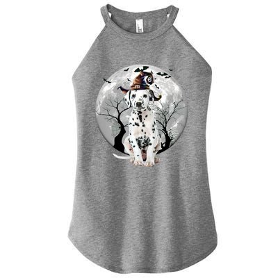 Dalmatian Dog And Moon Halloween Costume Dog Lover Funny Gift Women's Perfect Tri Rocker Tank