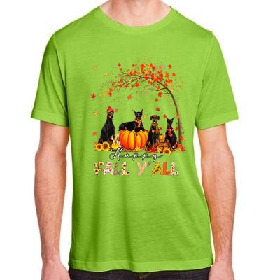 Doberman Dog Autumn Fall Pumpkin Truck Mappe Thanksgiving Adult ChromaSoft Performance T-Shirt