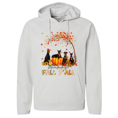 Doberman Dog Autumn Fall Pumpkin Truck Mappe Thanksgiving Performance Fleece Hoodie