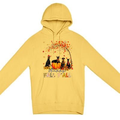 Doberman Dog Autumn Fall Pumpkin Truck Mappe Thanksgiving Premium Pullover Hoodie