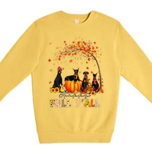 Doberman Dog Autumn Fall Pumpkin Truck Mappe Thanksgiving Premium Crewneck Sweatshirt