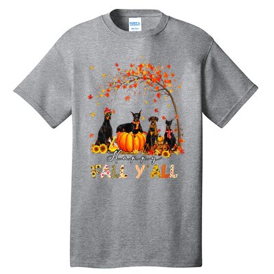 Doberman Dog Autumn Fall Pumpkin Truck Mappe Thanksgiving Tall T-Shirt