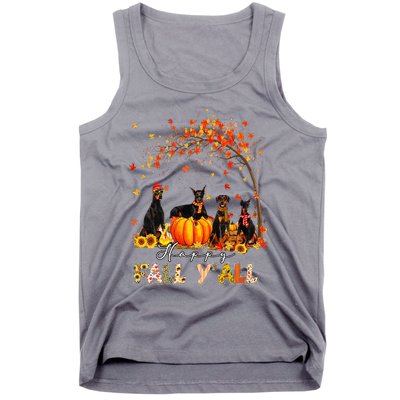 Doberman Dog Autumn Fall Pumpkin Truck Mappe Thanksgiving Tank Top