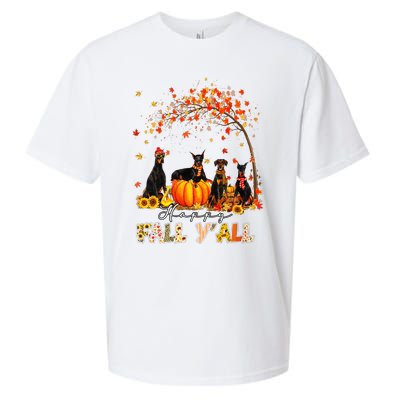 Doberman Dog Autumn Fall Pumpkin Truck Mappe Thanksgiving Sueded Cloud Jersey T-Shirt