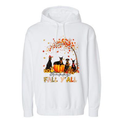 Doberman Dog Autumn Fall Pumpkin Truck Mappe Thanksgiving Garment-Dyed Fleece Hoodie