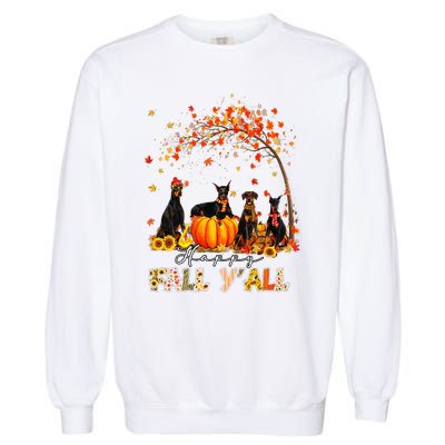 Doberman Dog Autumn Fall Pumpkin Truck Mappe Thanksgiving Garment-Dyed Sweatshirt