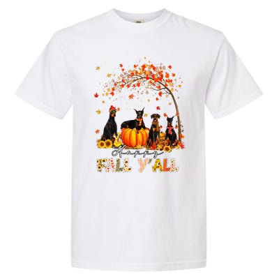 Doberman Dog Autumn Fall Pumpkin Truck Mappe Thanksgiving Garment-Dyed Heavyweight T-Shirt