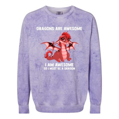 Dragons Dragons Are Awesome I'm A Dragon Girls Colorblast Crewneck Sweatshirt