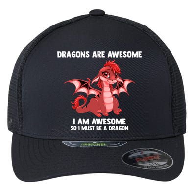 Dragons Dragons Are Awesome I'm A Dragon Girls Flexfit Unipanel Trucker Cap