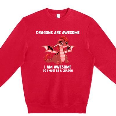 Dragons Dragons Are Awesome I'm A Dragon Girls Premium Crewneck Sweatshirt