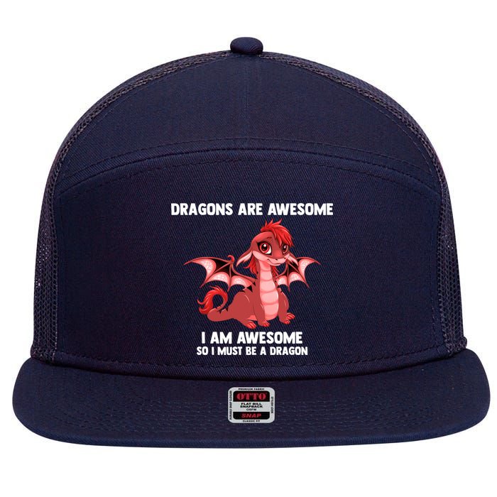 Dragons Dragons Are Awesome I'm A Dragon Girls 7 Panel Mesh Trucker Snapback Hat