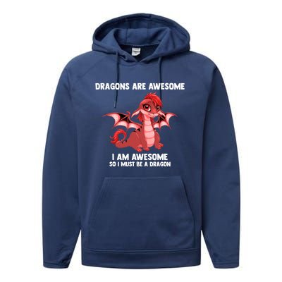 Dragons Dragons Are Awesome I'm A Dragon Girls Performance Fleece Hoodie