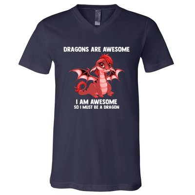 Dragons Dragons Are Awesome I'm A Dragon Girls V-Neck T-Shirt