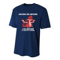 Dragons Dragons Are Awesome I'm A Dragon Girls Performance Sprint T-Shirt