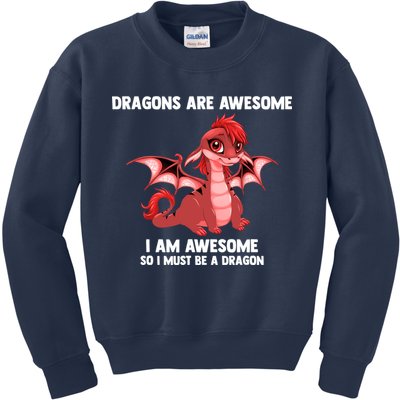 Dragons Dragons Are Awesome I'm A Dragon Girls Kids Sweatshirt