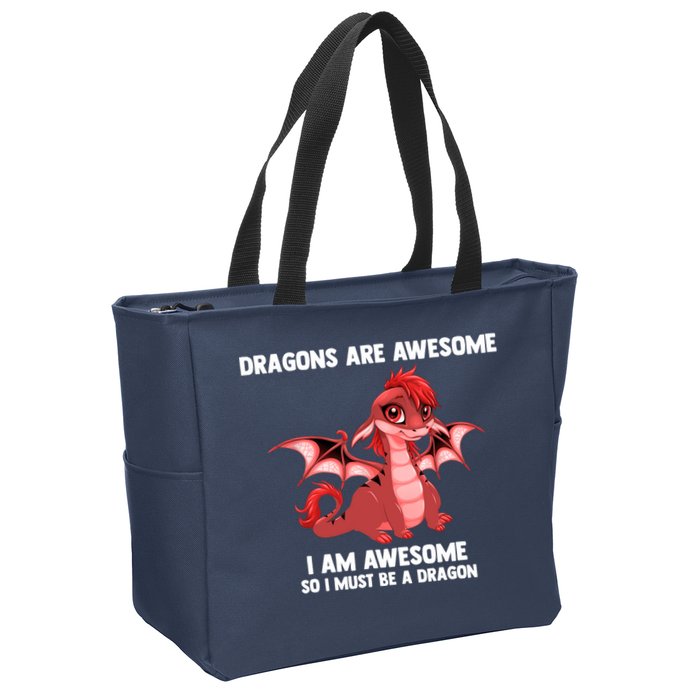 Dragons Dragons Are Awesome I'm A Dragon Girls Zip Tote Bag