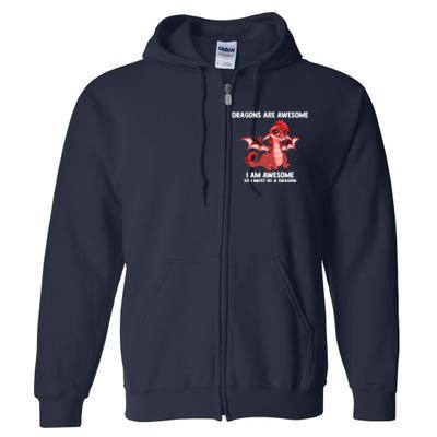 Dragons Dragons Are Awesome I'm A Dragon Girls Full Zip Hoodie