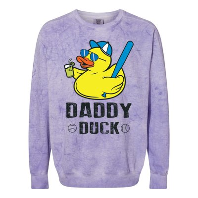 Daddy Duck Baseball Dad Rubber Duck Gift Colorblast Crewneck Sweatshirt