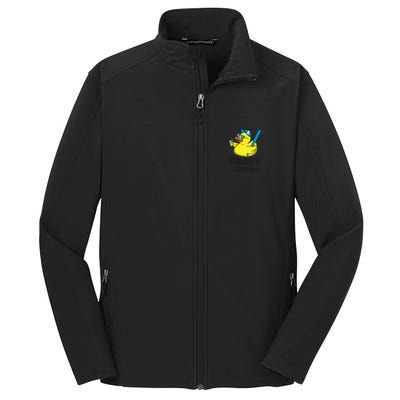 Daddy Duck Baseball Dad Rubber Duck Gift Core Soft Shell Jacket