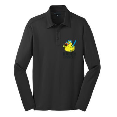 Daddy Duck Baseball Dad Rubber Duck Gift Silk Touch Performance Long Sleeve Polo