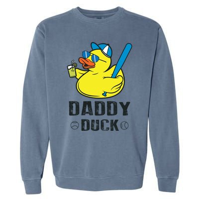 Daddy Duck Baseball Dad Rubber Duck Gift Garment-Dyed Sweatshirt