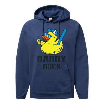 Daddy Duck Baseball Dad Rubber Duck Gift Performance Fleece Hoodie