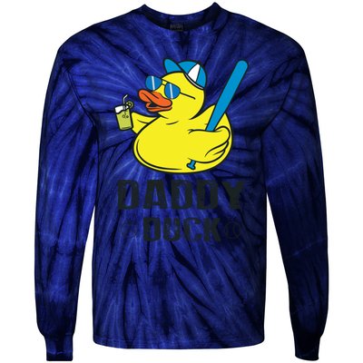 Daddy Duck Baseball Dad Rubber Duck Gift Tie-Dye Long Sleeve Shirt