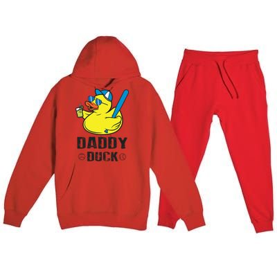 Daddy Duck Baseball Dad Rubber Duck Gift Premium Hooded Sweatsuit Set