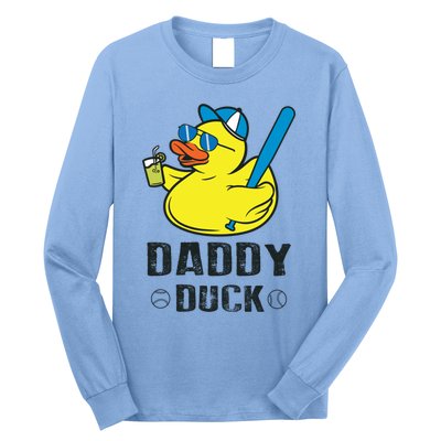 Daddy Duck Baseball Dad Rubber Duck Gift Long Sleeve Shirt