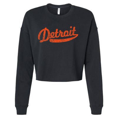 Distressed Detroit Baseball Stuff Vintage Detroit Cropped Pullover Crew