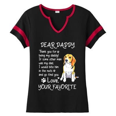 Dear Daddy Beagle Dog Dad Fathers Day Ladies Halftime Notch Neck Tee