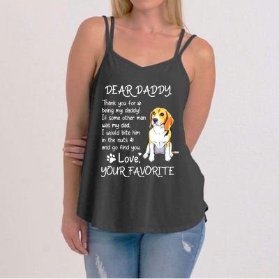 Dear Daddy Beagle Dog Dad Fathers Day Women's Strappy Tank