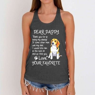 Dear Daddy Beagle Dog Dad Fathers Day Women's Knotted Racerback Tank