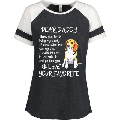 Dear Daddy Beagle Dog Dad Fathers Day Enza Ladies Jersey Colorblock Tee