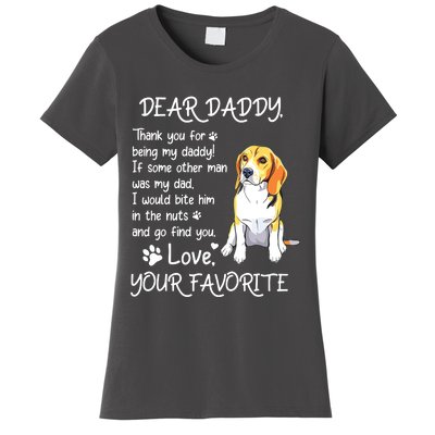 Dear Daddy Beagle Dog Dad Fathers Day Women's T-Shirt